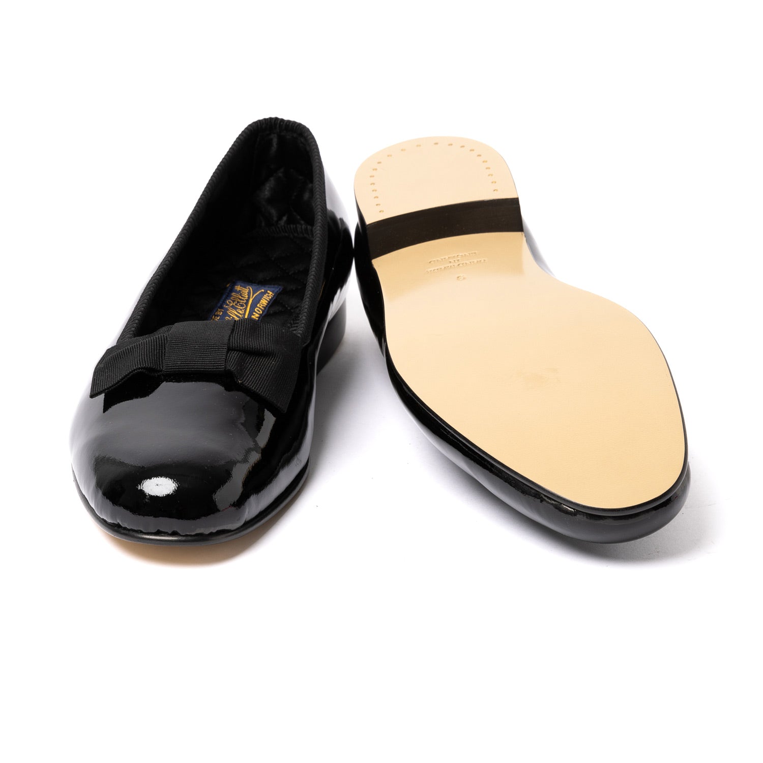 Black Patent Leather Shoes "Opera Pump" with Leather Sole - Handmade